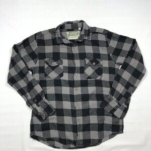 Counter Intelligence Black / Gray Buffalo Check Flannel Button Shirt Mens Med